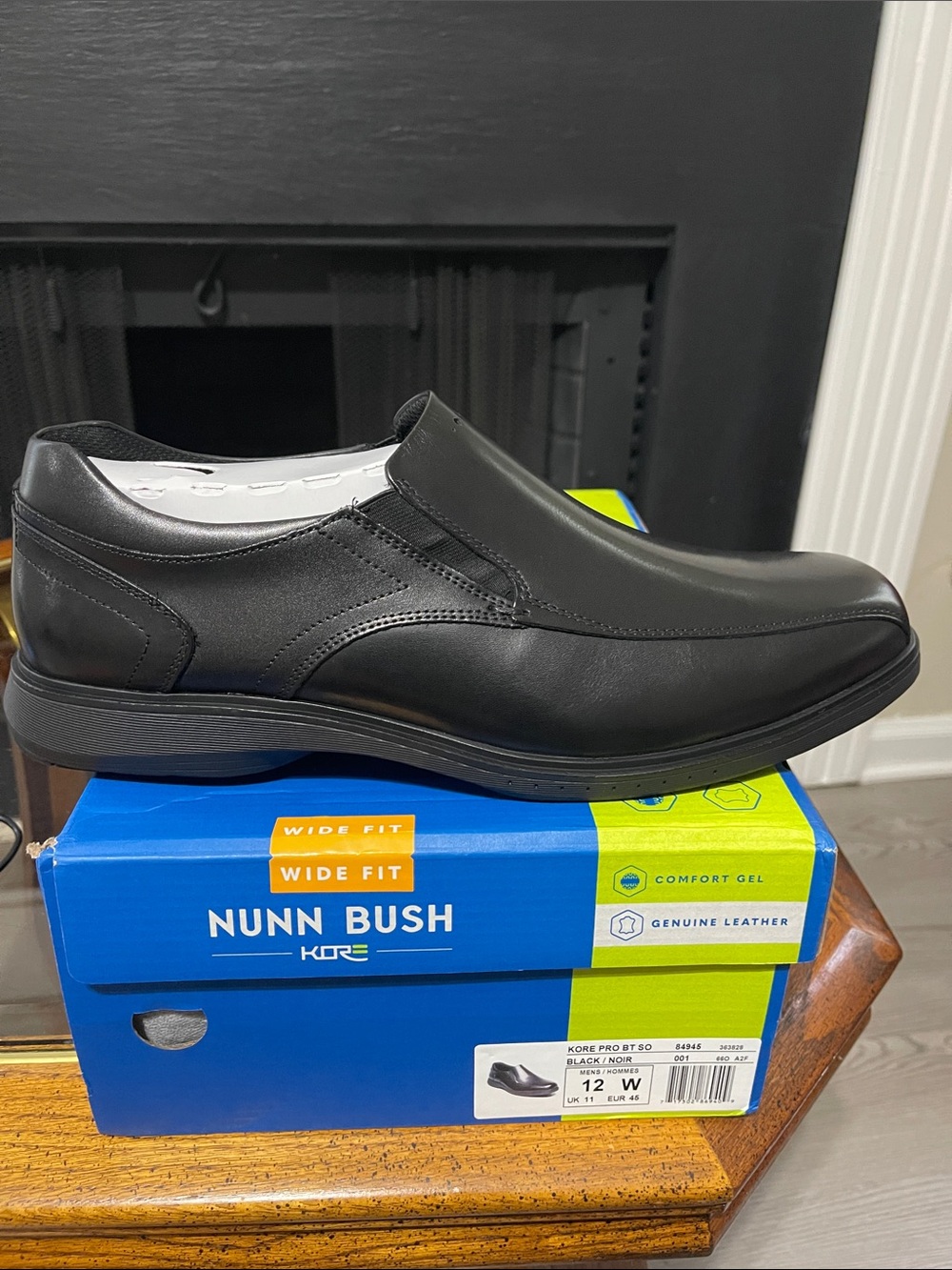 Nunn Bush Black Leather Slip-On Wide Fit Loafer